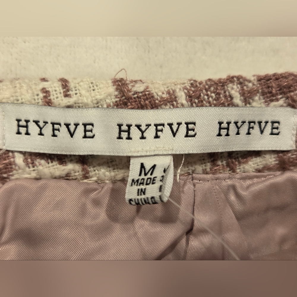 HYFVE Blush/Pink White Plaid Fringe Hem Skirt,Size M. - Picture 10 of 13